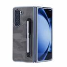 For Samsung Galaxy Z Fold4 5G PC Hybrid PU Stand Foldable Phone Case with Touch Pen(Grey) - 1