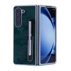 For Samsung Galaxy Z Fold3 5G PC Hybrid PU Stand Foldable Phone Case with Touch Pen(Green) - 1