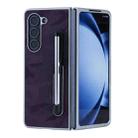 For Samsung Galaxy Z Fold3 5G PC Hybrid PU Stand Foldable Phone Case with Touch Pen(Purple) - 1