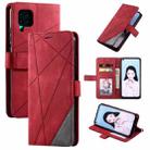 For Huawei P40 Lite Skin Feel Splicing Horizontal Flip Leather Case with Holder & Card Slots & Wallet & Photo Frame(Red) - 1