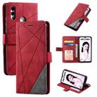 For Huawei Honor 10 Lite Skin Feel Splicing Horizontal Flip Leather Case with Holder & Card Slots & Wallet & Photo Frame(Red) - 1