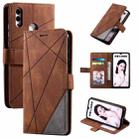 For Huawei Honor 10 Lite Skin Feel Splicing Horizontal Flip Leather Case with Holder & Card Slots & Wallet & Photo Frame(Brown) - 1