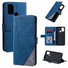 For Huawei Honor 9A Skin Feel Splicing Horizontal Flip Leather Case with Holder & Card Slots & Wallet & Photo Frame(Blue) - 1