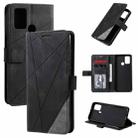 For Huawei Honor 9A Skin Feel Splicing Horizontal Flip Leather Case with Holder & Card Slots & Wallet & Photo Frame(Black) - 1