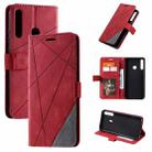 For Huawei P40 Lite E / Y7p / Honor 9C Skin Feel Splicing Horizontal Flip Leather Case with Holder & Card Slots & Wallet & Photo Frame(Red) - 1