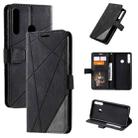 For Huawei P40 Lite E / Y7p / Honor 9C Skin Feel Splicing Horizontal Flip Leather Case with Holder & Card Slots & Wallet & Photo Frame(Black) - 1