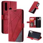 For Huawei Y6p Skin Feel Splicing Horizontal Flip Leather Case with Holder & Card Slots & Wallet & Photo Frame(Red) - 1
