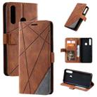 For Huawei Y6p Skin Feel Splicing Horizontal Flip Leather Case with Holder & Card Slots & Wallet & Photo Frame(Brown) - 1