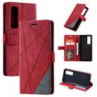 For Huawei nova 7 Pro 5G Skin Feel Splicing Horizontal Flip Leather Case with Holder & Card Slots & Wallet & Photo Frame(Red) - 1