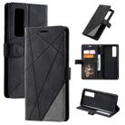 For Huawei nova 7 Pro 5G Skin Feel Splicing Horizontal Flip Leather Case with Holder & Card Slots & Wallet & Photo Frame(Black) - 1