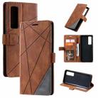 For Huawei nova 7 Pro 5G Skin Feel Splicing Horizontal Flip Leather Case with Holder & Card Slots & Wallet & Photo Frame(Brown) - 1