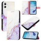 For Samsung Galaxy A06 4G PT003 Marble Pattern Flip Leather Phone Case(White Purple) - 1