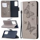 For Samsung Galaxy Note20 Ultra Embossing Two Butterflies Pattern Horizontal Flip PU Leather Case with Holder & Card Slot & Wallet & Lanyard(Grey) - 1