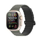 For Apple Watch 42mm DUX DUCIS KJ Series Magnetic Buckle Silicone Watch Band(Black Green) - 1