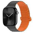 For Apple Watch Series 10 42mm DUX DUCIS KJ Series Magnetic Buckle Silicone Watch Band(Black Orange) - 1