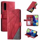 For Samsung Galaxy A70s Skin Feel Splicing Horizontal Flip Leather Case with Holder & Card Slots & Wallet & Photo Frame(Red) - 1
