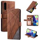 For Samsung Galaxy A70s Skin Feel Splicing Horizontal Flip Leather Case with Holder & Card Slots & Wallet & Photo Frame(Brown) - 1
