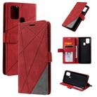 For Samsung Galaxy A21s Skin Feel Splicing Horizontal Flip Leather Case with Holder & Card Slots & Wallet & Photo Frame(Red) - 1