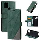For Samsung Galaxy A21s Skin Feel Splicing Horizontal Flip Leather Case with Holder & Card Slots & Wallet & Photo Frame(Green) - 1