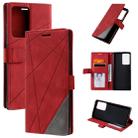 For Samsung Galaxy Note20 Ultra Skin Feel Splicing Horizontal Flip Leather Case with Holder & Card Slots & Wallet & Photo Frame(Red) - 1