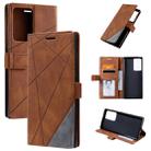 For Samsung Galaxy Note20 Ultra Skin Feel Splicing Horizontal Flip Leather Case with Holder & Card Slots & Wallet & Photo Frame(Brown) - 1