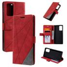 For Samsung Galaxy Note20 Skin Feel Splicing Horizontal Flip Leather Case with Holder & Card Slots & Wallet & Photo Frame(Red) - 1