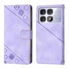 For Redmi K70 Ultra 5G Global Skin-feel Embossed Leather Phone Case(Light Purple) - 3