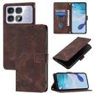 For Redmi K70 Ultra 5G Global Skin-feel Embossed Leather Phone Case(Brown) - 1