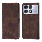 For Redmi K70 Ultra 5G Global Skin-feel Embossed Leather Phone Case(Brown) - 3