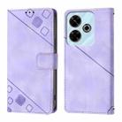 For Redmi 13 4G Skin-feel Embossed Leather Phone Case(Light Purple) - 3