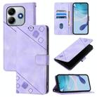 For Redmi Note 14 5G Global Skin-feel Embossed Leather Phone Case(Light Purple) - 1