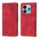For Redmi Note 14 5G Global Skin-feel Embossed Leather Phone Case(Red) - 2