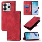 For Redmi Note 14 4G 164.84mm Skin-feel Embossed Leather Phone Case(Red) - 1