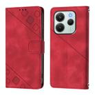 For Redmi Note 14 4G 164.84mm Skin-feel Embossed Leather Phone Case(Red) - 2