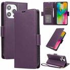 For iPhone 12 Pro Max Side Buckle RFID Anti-theft Leather Phone Case(Dark Purple) - 1