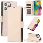 For iPhone 13 Pro Side Buckle RFID Anti-theft Leather Phone Case(Apricot) - 1