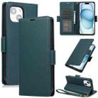 For iPhone 14 Plus Side Buckle RFID Anti-theft Leather Phone Case(Green) - 1