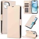 For iPhone 14 Plus Side Buckle RFID Anti-theft Leather Phone Case(Apricot) - 1