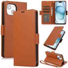 For iPhone 14 Plus Side Buckle RFID Anti-theft Leather Phone Case(Brown) - 1