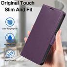 For iPhone 14 Pro Max Side Buckle RFID Anti-theft Leather Phone Case(Dark Purple) - 2