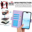 For iPhone 16 Plus Side Buckle RFID Anti-theft Leather Phone Case(Light Purple) - 3