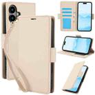 For iPhone 16 Plus Side Buckle RFID Anti-theft Leather Phone Case(Apricot) - 1