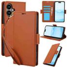 For iPhone 16 Plus Side Buckle RFID Anti-theft Leather Phone Case(Brown) - 1