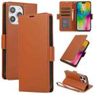 For iPhone 16 Pro Max Side Buckle RFID Anti-theft Leather Phone Case(Brown) - 1