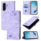 For Samsung Galaxy A56 5G Skin-feel Embossed Leather Phone Case(Light Purple) - 1