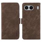 For OnePlus Nord 4 ABEEL Frosted Magnetic RFID Leather Phone Case(Brown) - 1