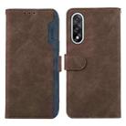 For OnePlus Nord 5 / Ace 5 Ultra ABEEL Color Block Magnetic RFID Leather Phone Case(Brown-Blue) - 1