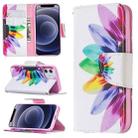 For iPhone 12 mini Colored Drawing Pattern Horizontal Flip Leather Case with Holder & Card Slots & Wallet(Sunflower) - 1