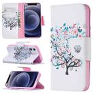 For iPhone 12 mini Colored Drawing Pattern Horizontal Flip Leather Case with Holder & Card Slots & Wallet(Tree) - 1