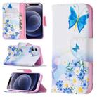 For iPhone 12 mini Colored Drawing Pattern Horizontal Flip Leather Case with Holder & Card Slots & Wallet(Butterfly Love) - 1